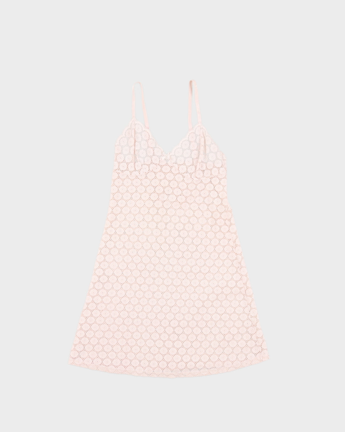 Light Pink Floral Lace Stretch Mini Slip - XS