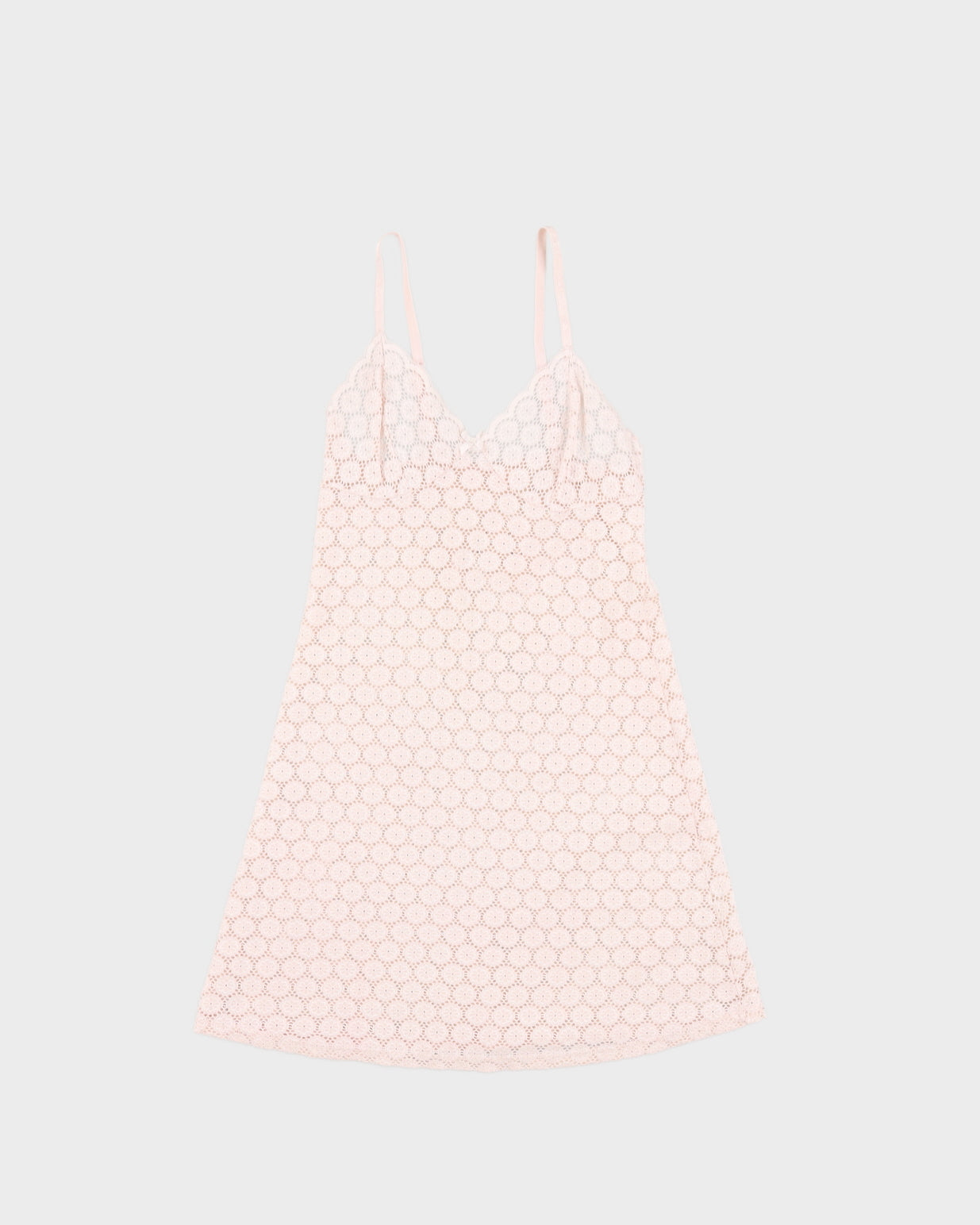 Light Pink Floral Lace Stretch Mini Slip - XS