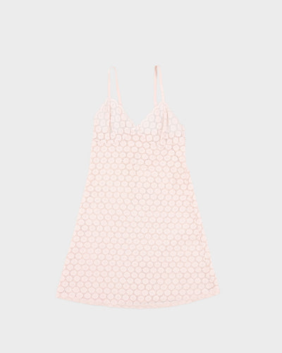 Light Pink Floral Lace Stretch Mini Slip - XS