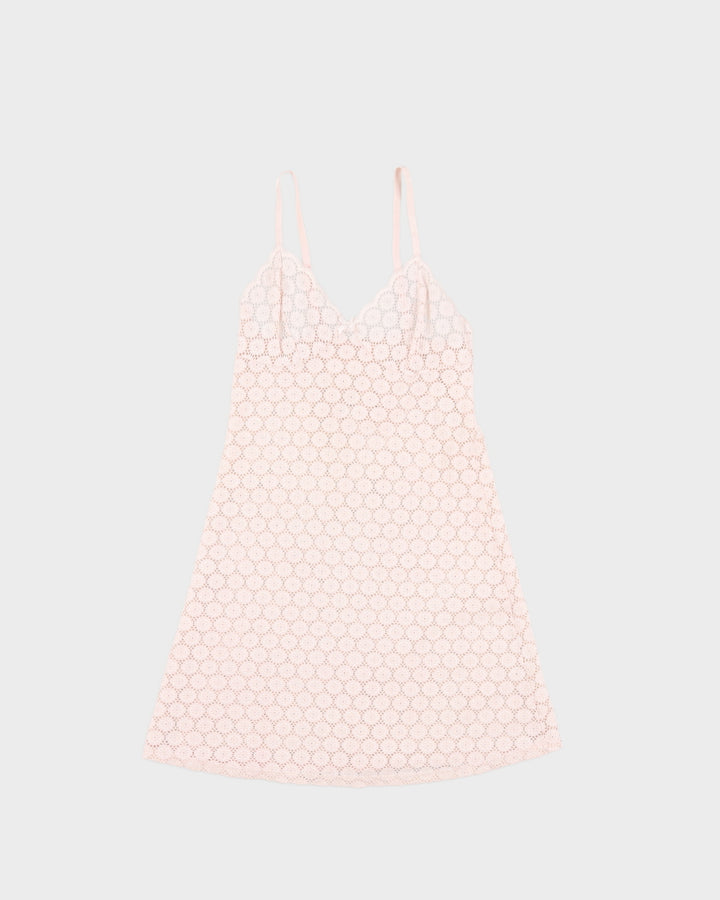 Light Pink Floral Lace Stretch Mini Slip - XS