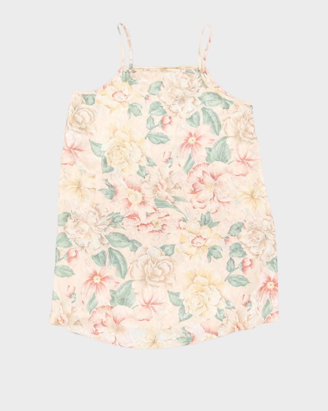 Vintage 1980s Light Beige Floral Mini Slip - M