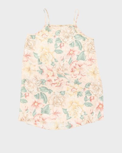 Vintage 1980s Light Beige Floral Mini Slip - M