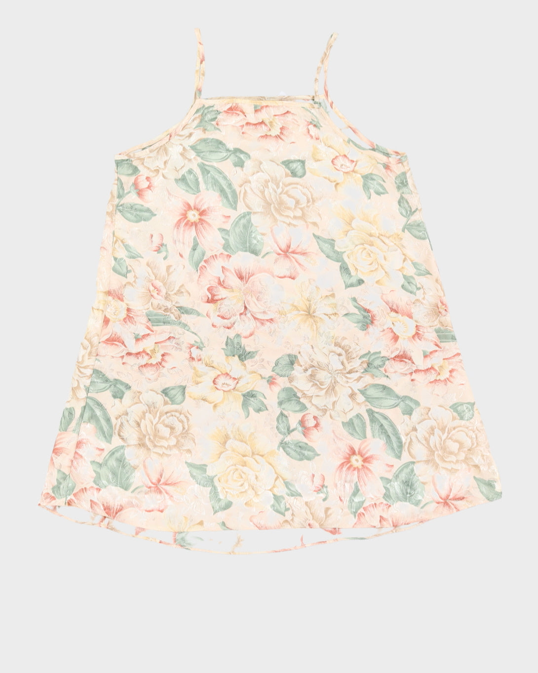 Vintage 1980s Light Beige Floral Mini Slip - M