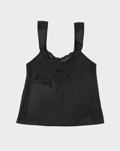 1990s Black Embroidered Camisole - S