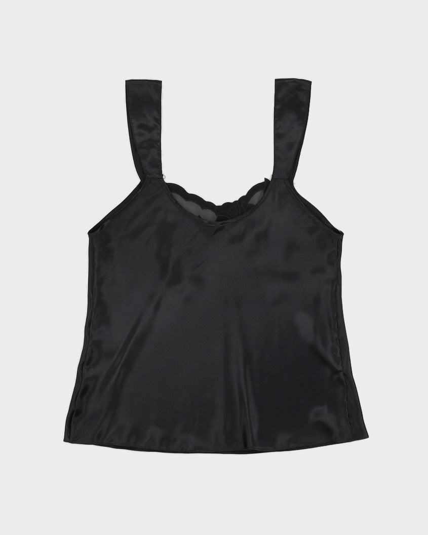 1990s Black Embroidered Camisole - S