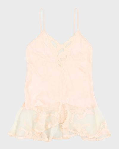1990s Peach Lace Detailed Slip Dress - S
