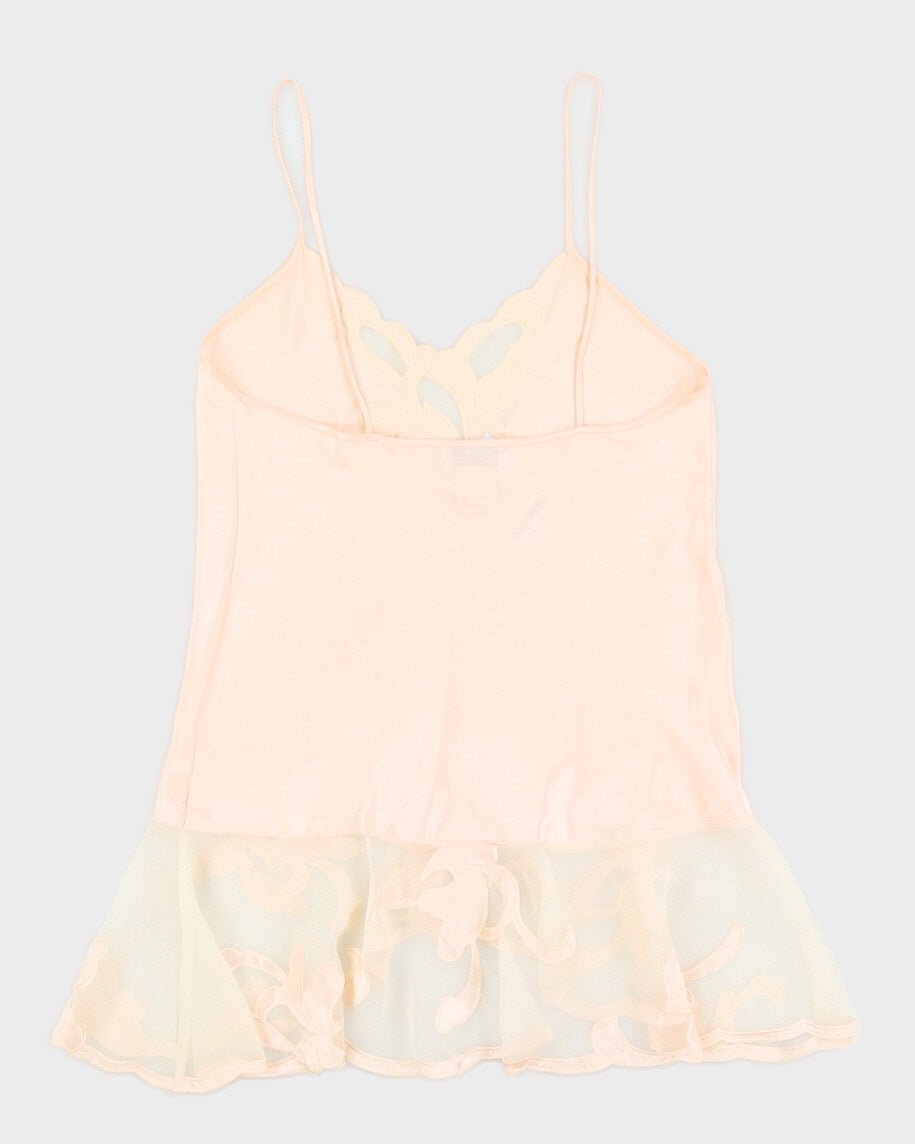 1990s Peach Lace Detailed Slip Dress - S