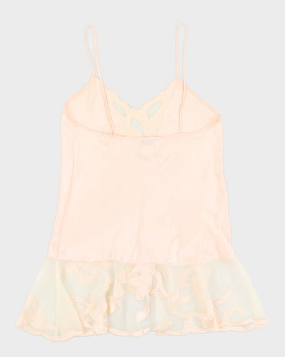 1990s Peach Lace Detailed Slip Dress - S