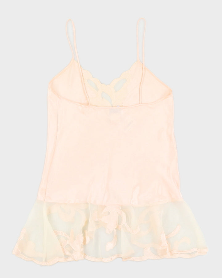 1990s Peach Lace Detailed Slip Dress - S