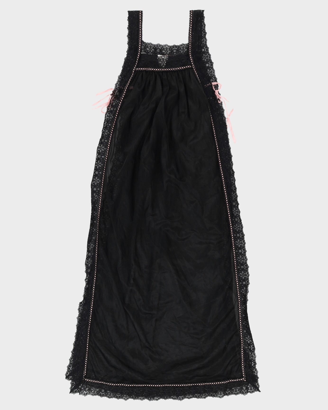1990s Black Lace Tabard Slip Dress - S
