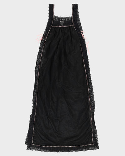 1990s Black Lace Tabard Slip Dress - S