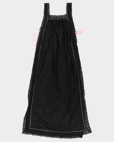 1990s Black Lace Tabard Slip Dress - S