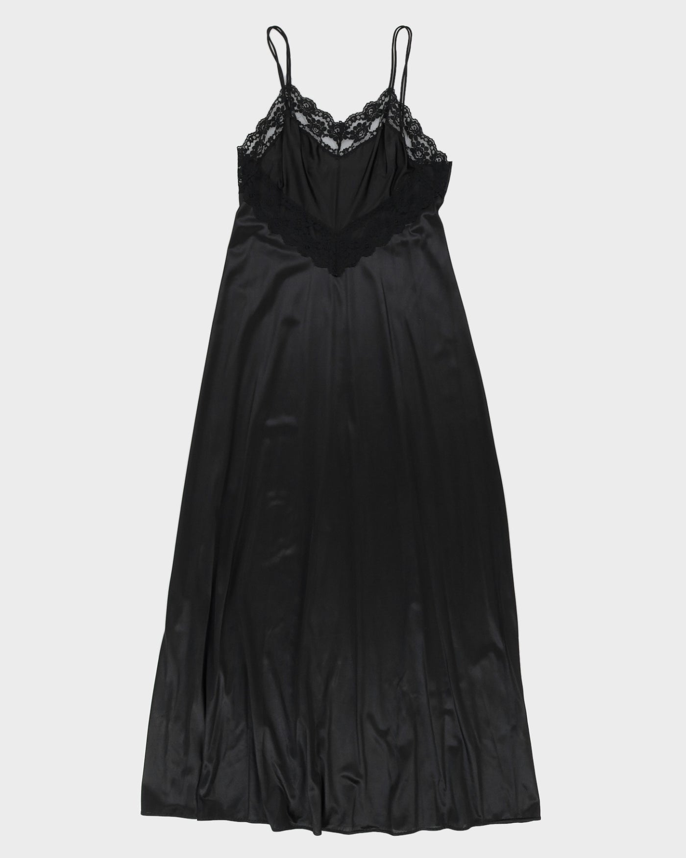 1990s Black Maxi Length Slip Dress - S