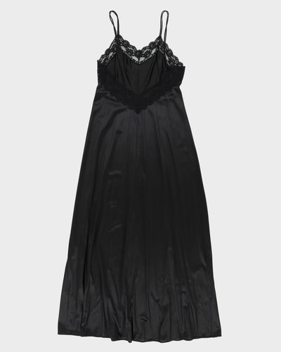 1990s Black Maxi Length Slip Dress - S