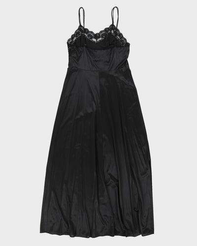 1990s Black Maxi Length Slip Dress - S