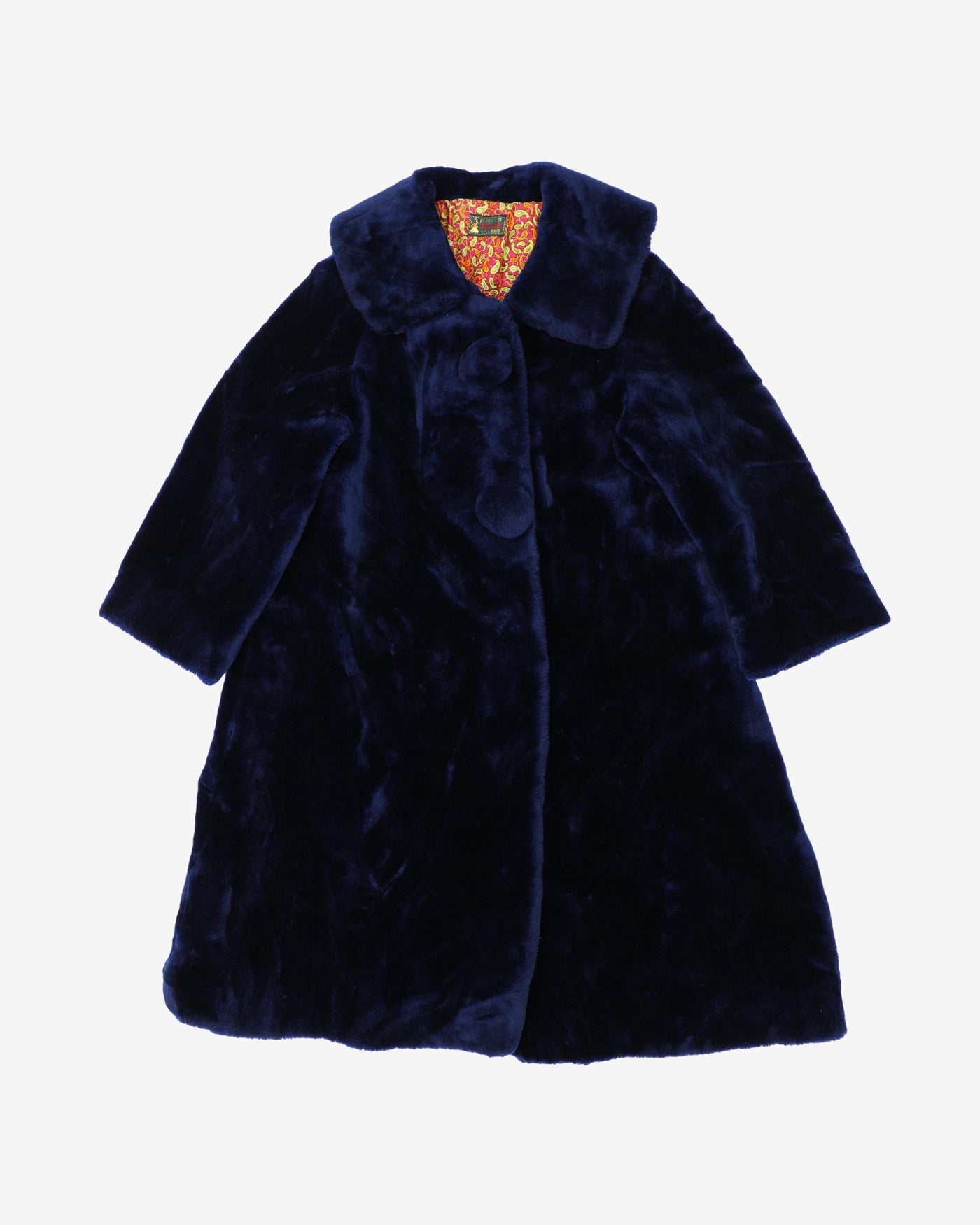 Navy Blue Faux Fur Coat