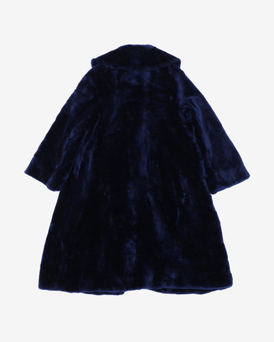 Navy Blue Faux Fur Coat