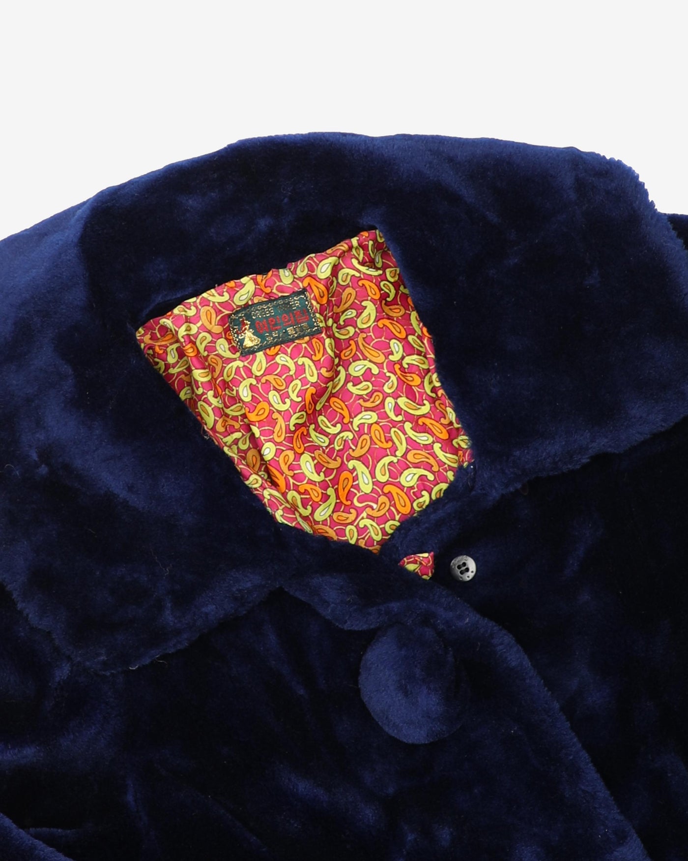 Navy Blue Faux Fur Coat