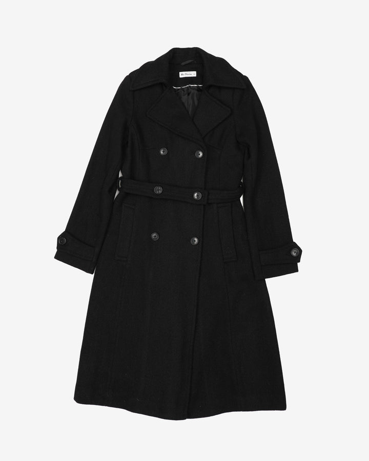 Ben Sherman Black Belted Coat