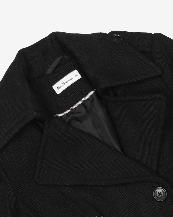 Ben Sherman Black Belted Coat