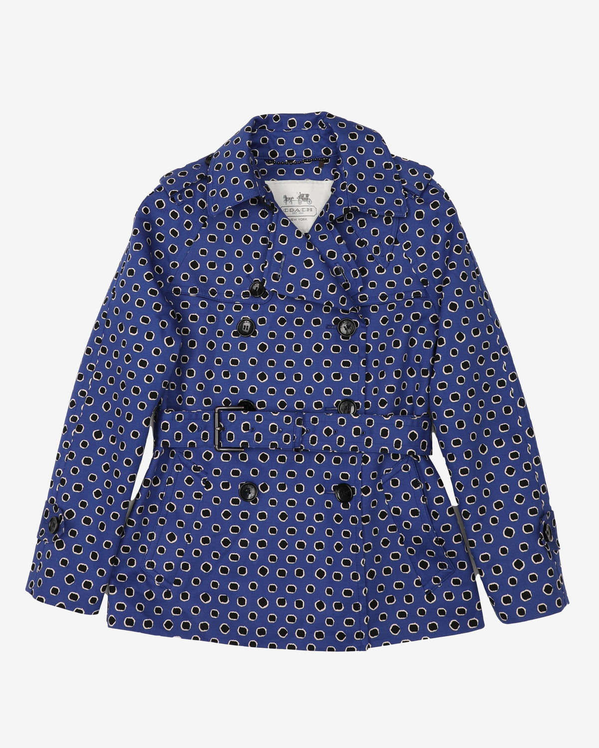 Coach Blue Patterned Mac Style Jacket - S