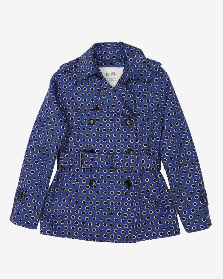 Coach Blue Patterned Mac Style Jacket - S