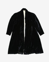1940s Black Silk Velvet Evening Coat
