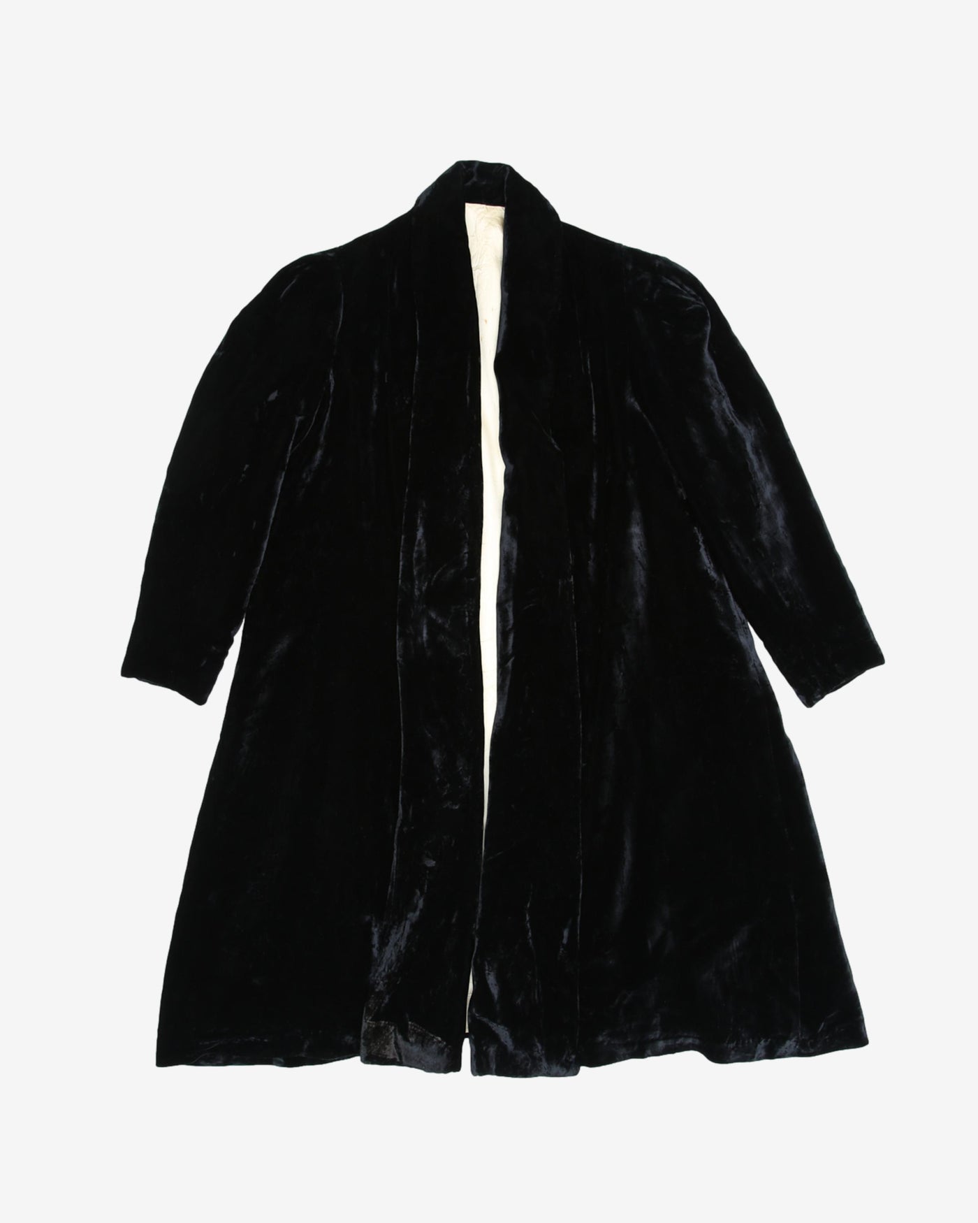 1940s Black Silk Velvet Evening Coat