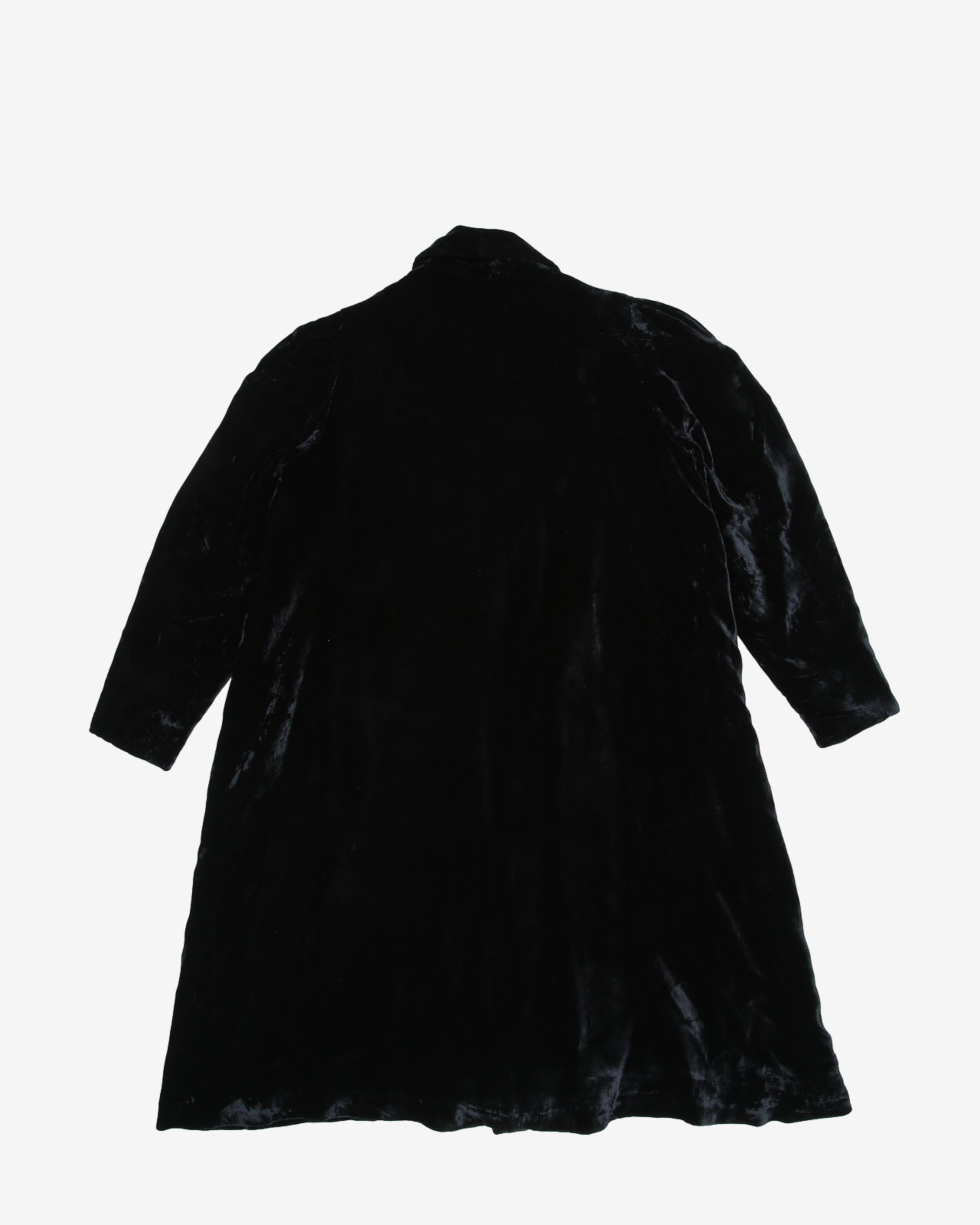 1940s Black Silk Velvet Evening Coat