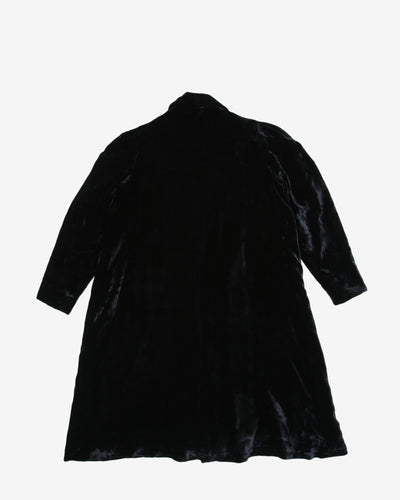 1940s Black Silk Velvet Evening Coat
