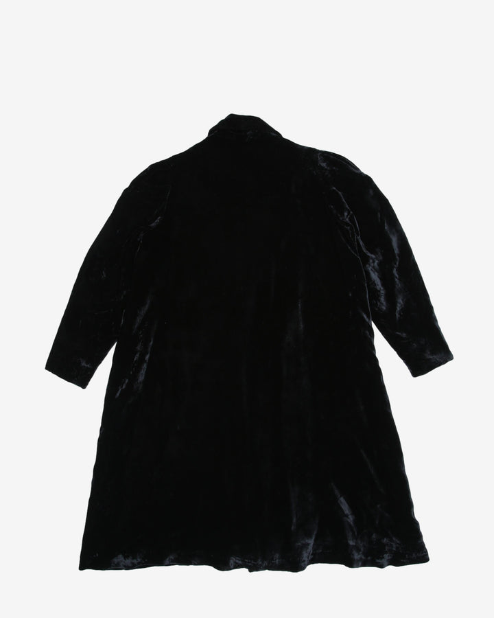 1940s Black Silk Velvet Evening Coat
