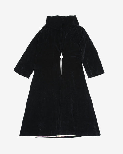 1950s Black Velvet Princess Evening Coat