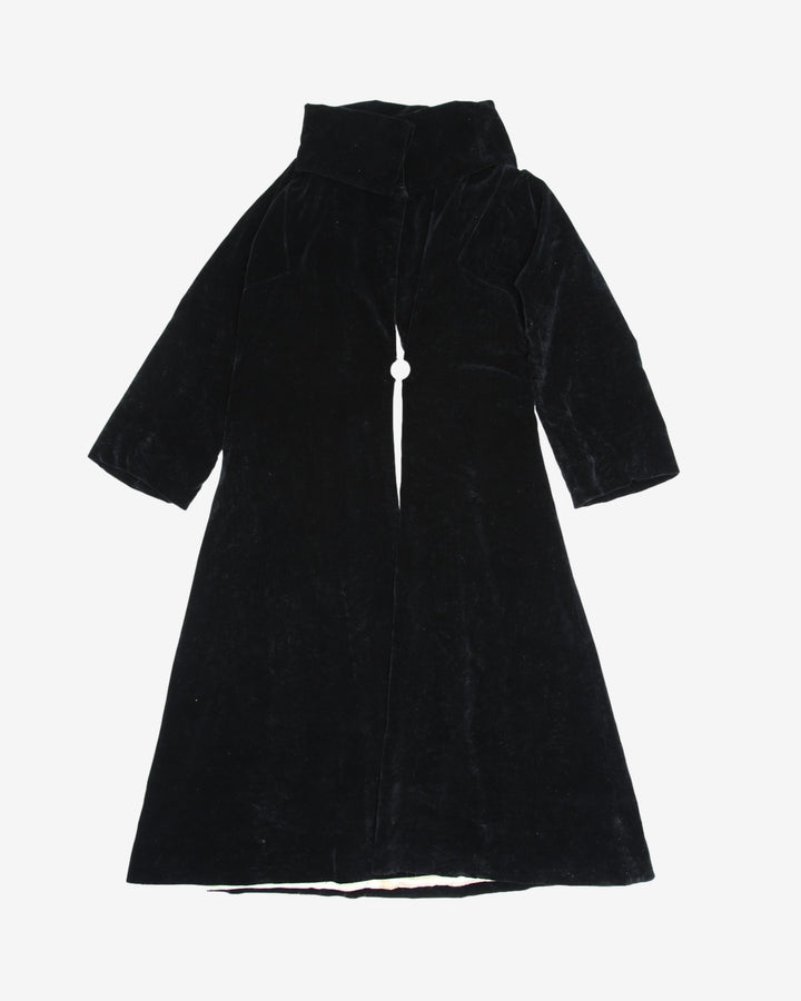 1950s Black Velvet Princess Evening Coat