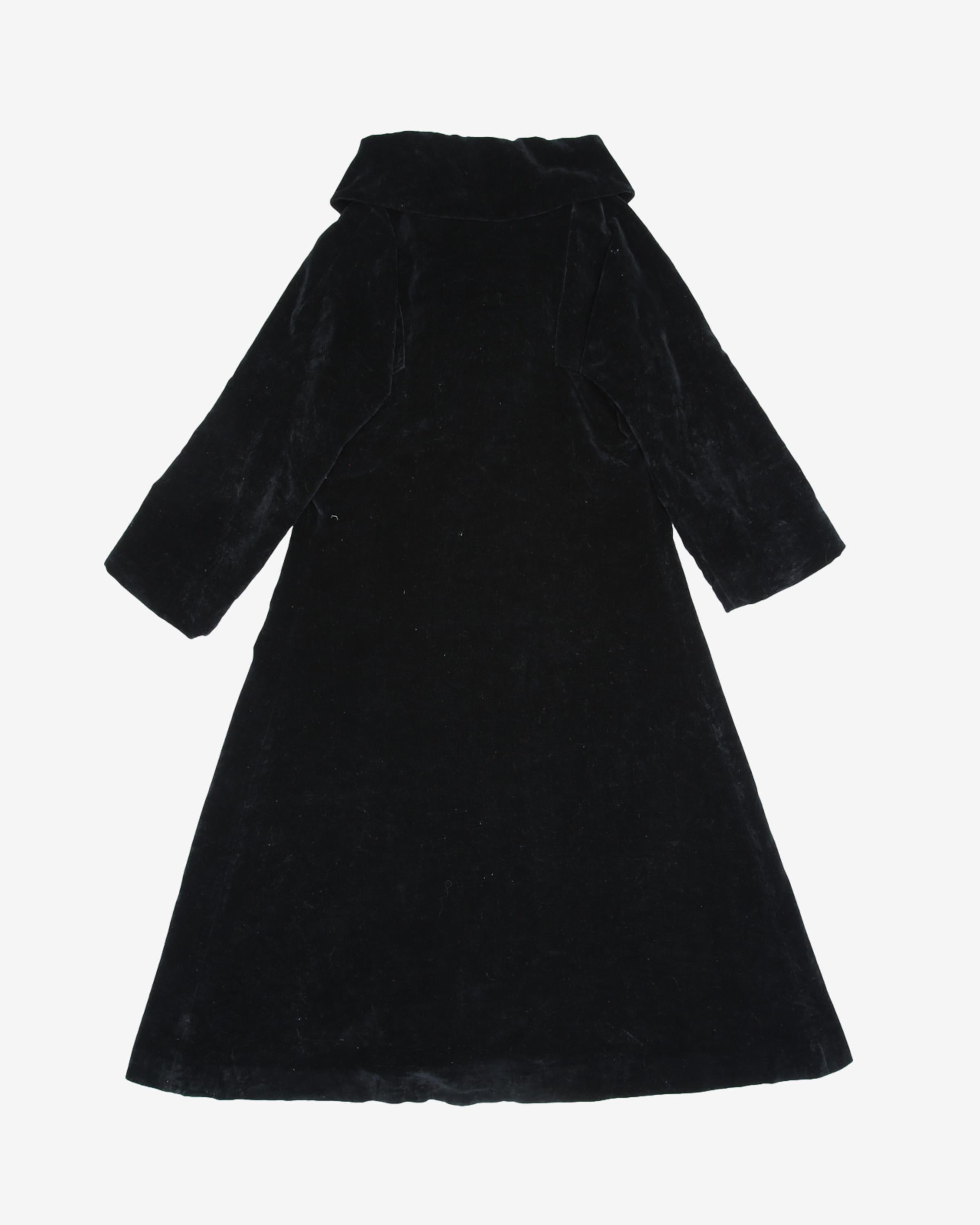 1950s Black Velvet Princess Evening Coat