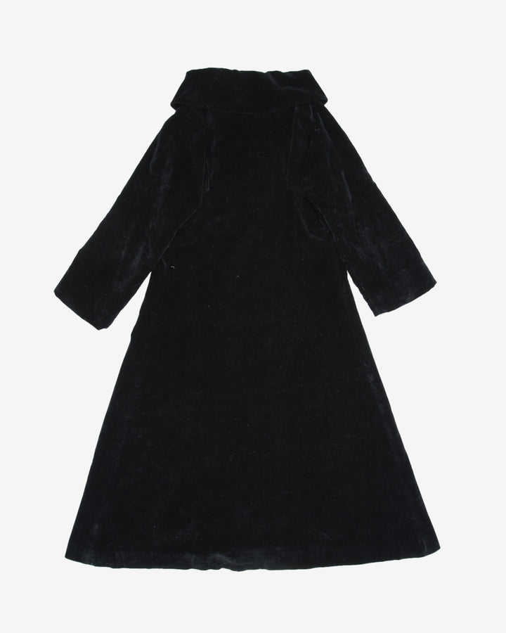 1950s Black Velvet Princess Evening Coat