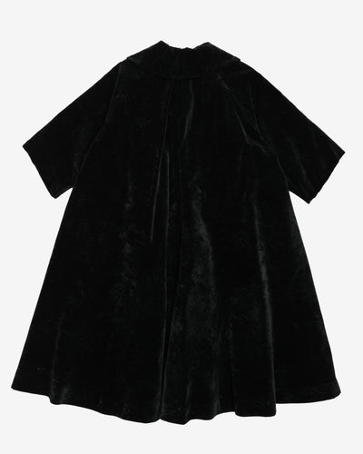 1950s Black Velvet A-line Swagger Evening Coat