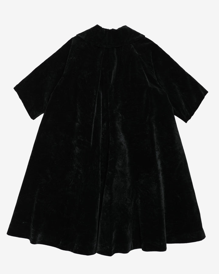 1950s Black Velvet A-line Swagger Evening Coat