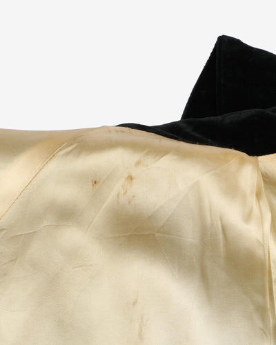 1950s Black Velvet A-line Swagger Evening Coat