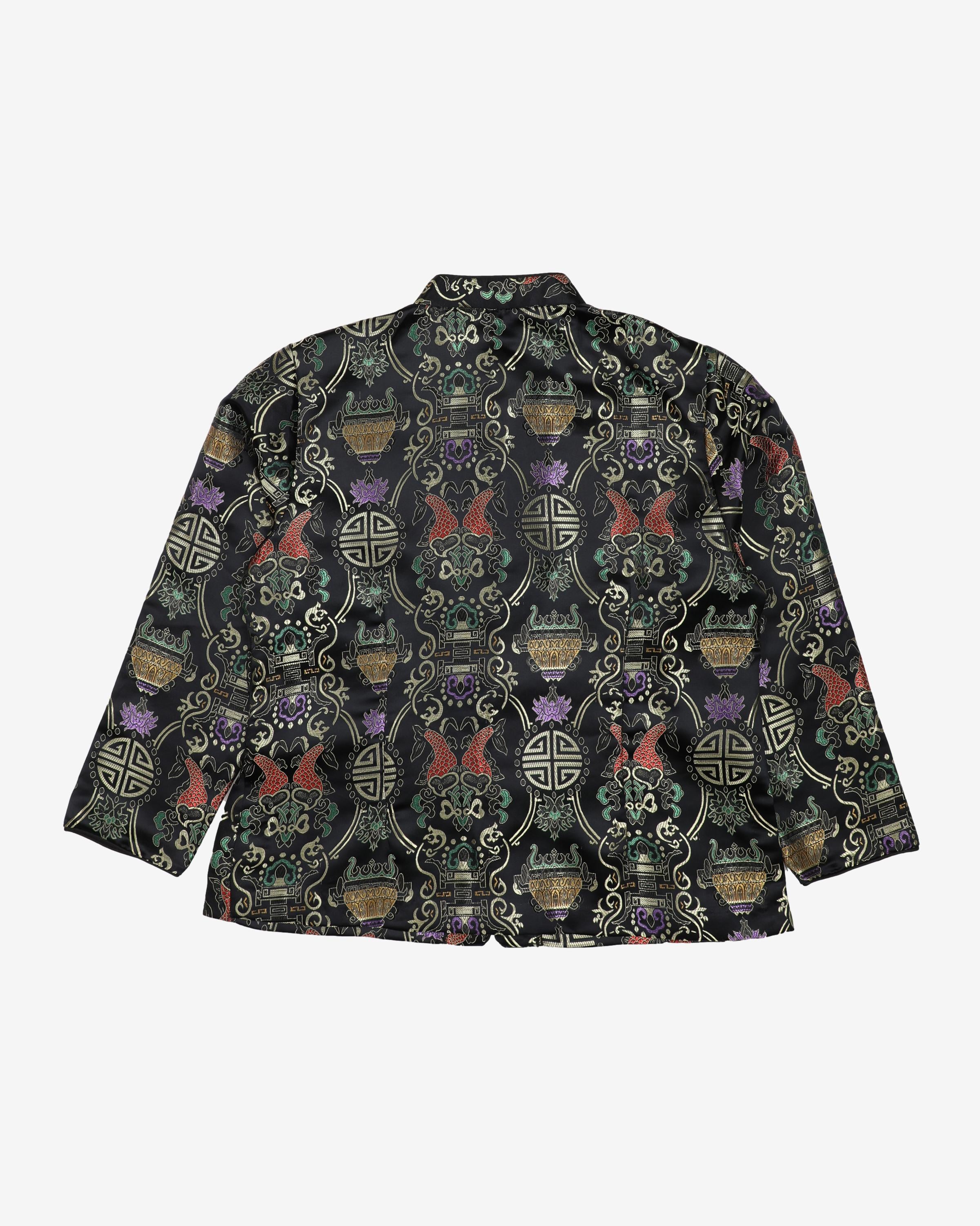 Black And Gold Brocade Evening Jacket - M