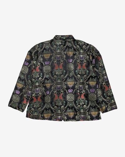 Black And Gold Brocade Evening Jacket - M