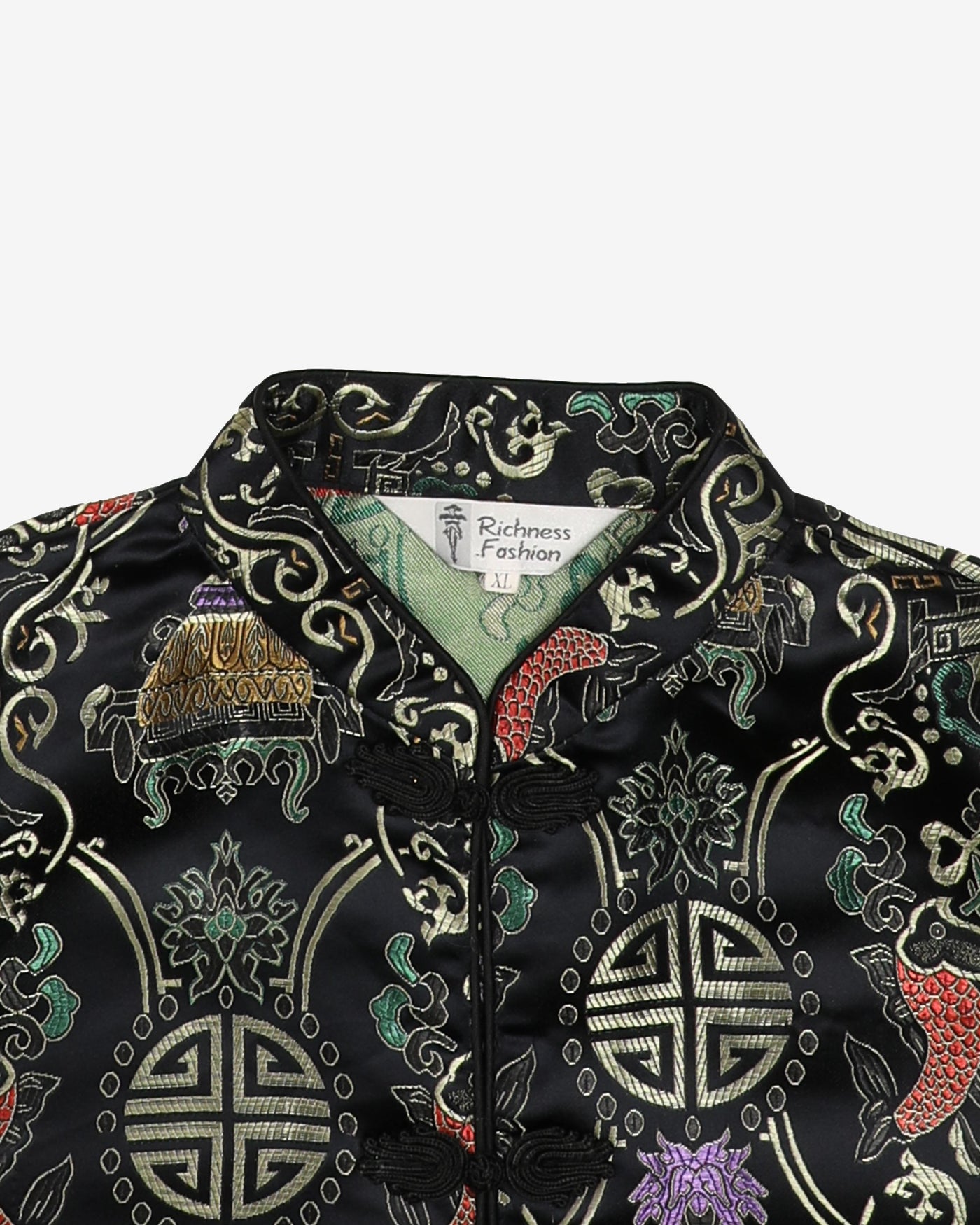 Black And Gold Brocade Evening Jacket - M