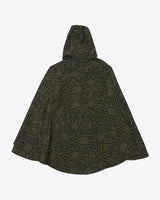 Herschel Green Patterned Hooded Rain Poncho - S