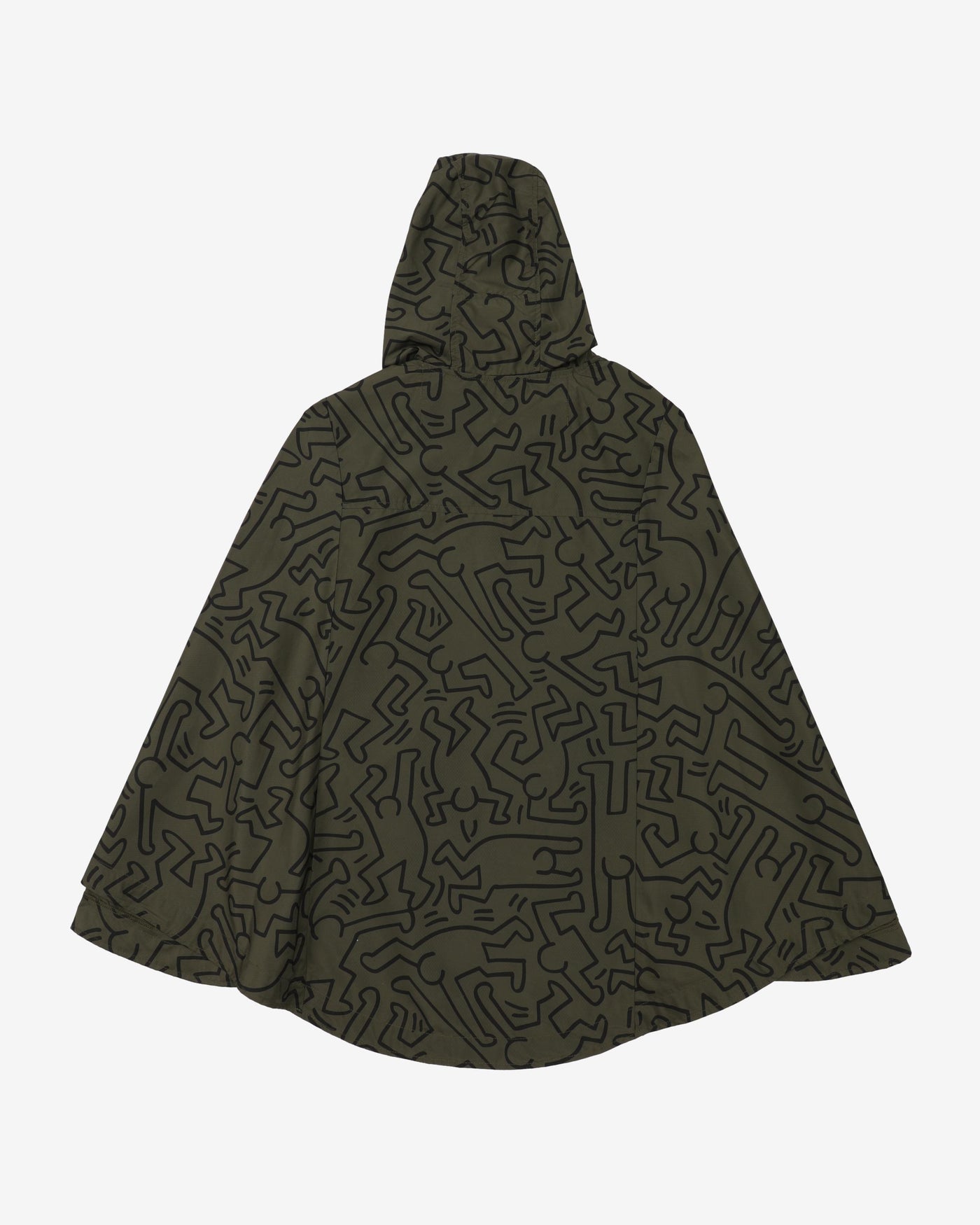 Herschel Green Patterned Hooded Rain Poncho - S