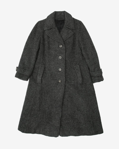 1990s Grey Wool Overcoat - S