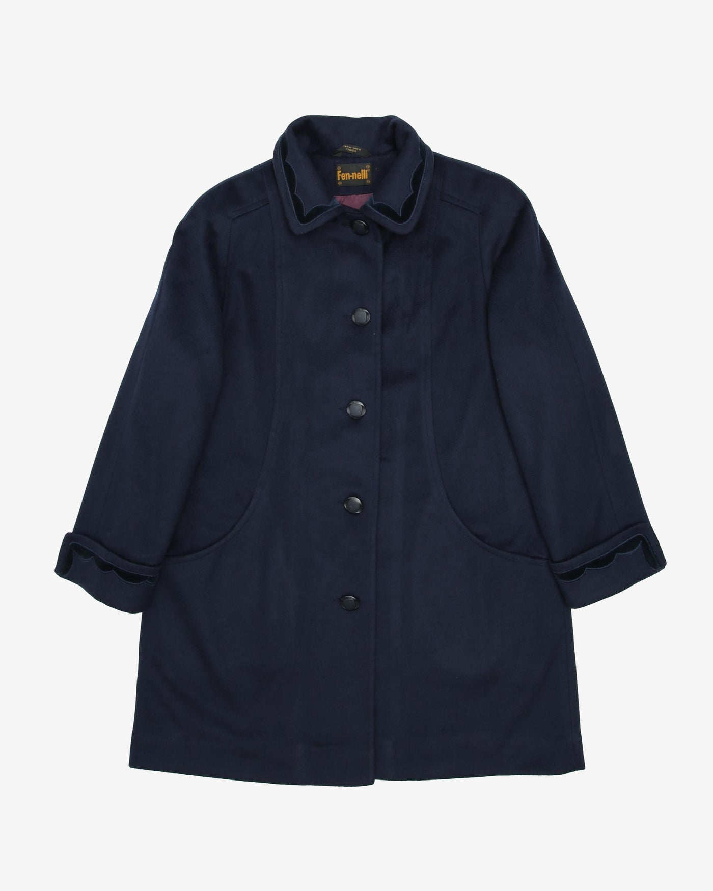 1980s Navy With Velvet Details Short Overcoat - M