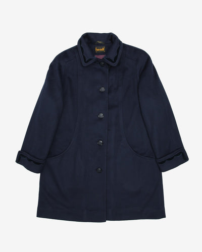 1980s Navy With Velvet Details Short Overcoat - M