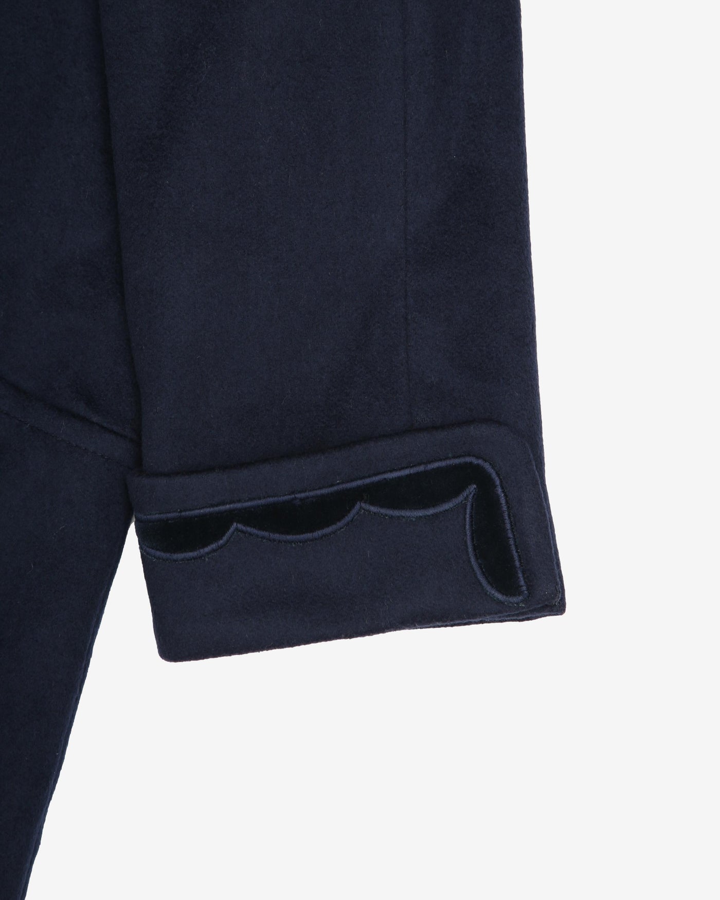 1980s Navy With Velvet Details Short Overcoat - M