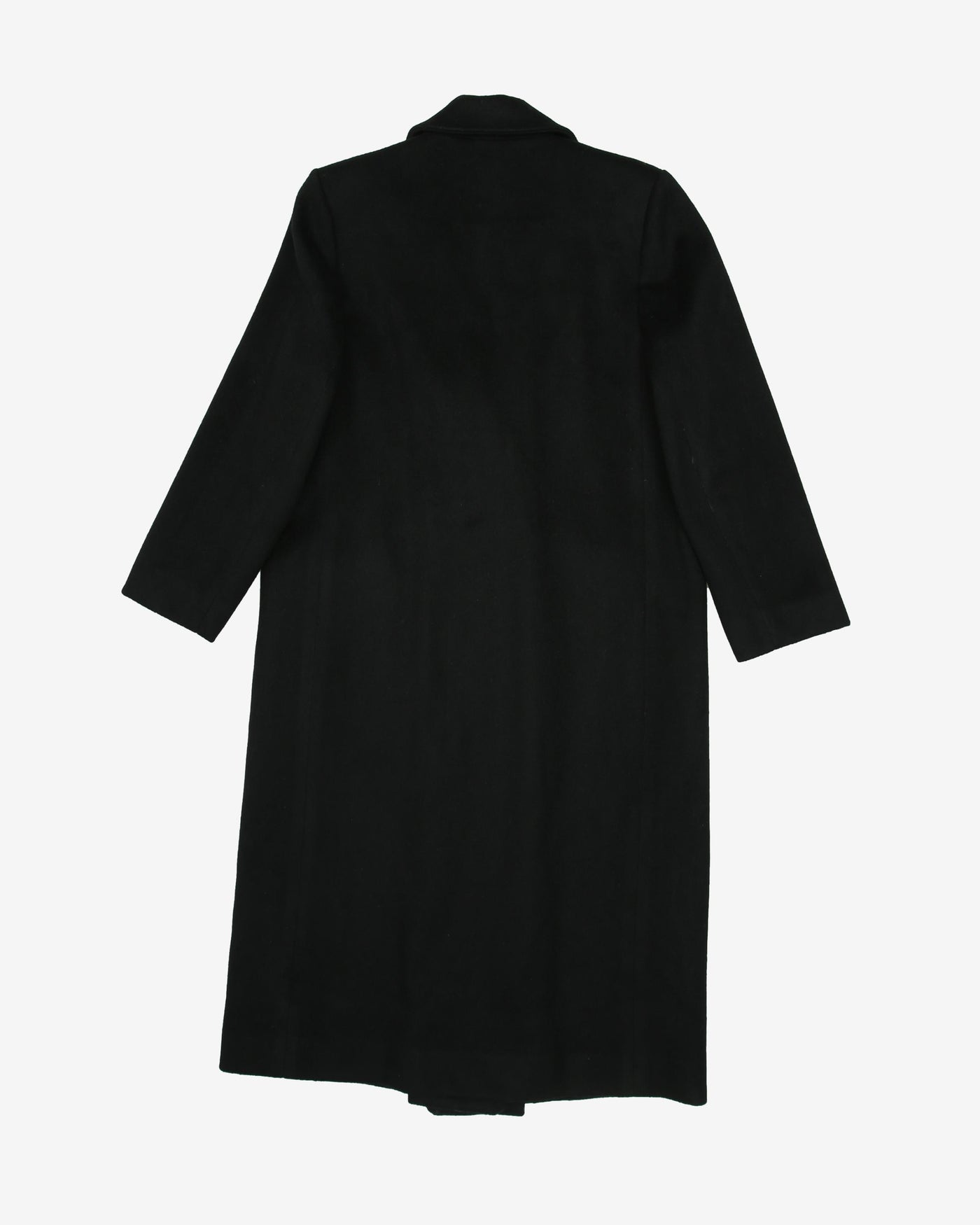 Black Wool With Double-Breasted Fastening Overcoat - M