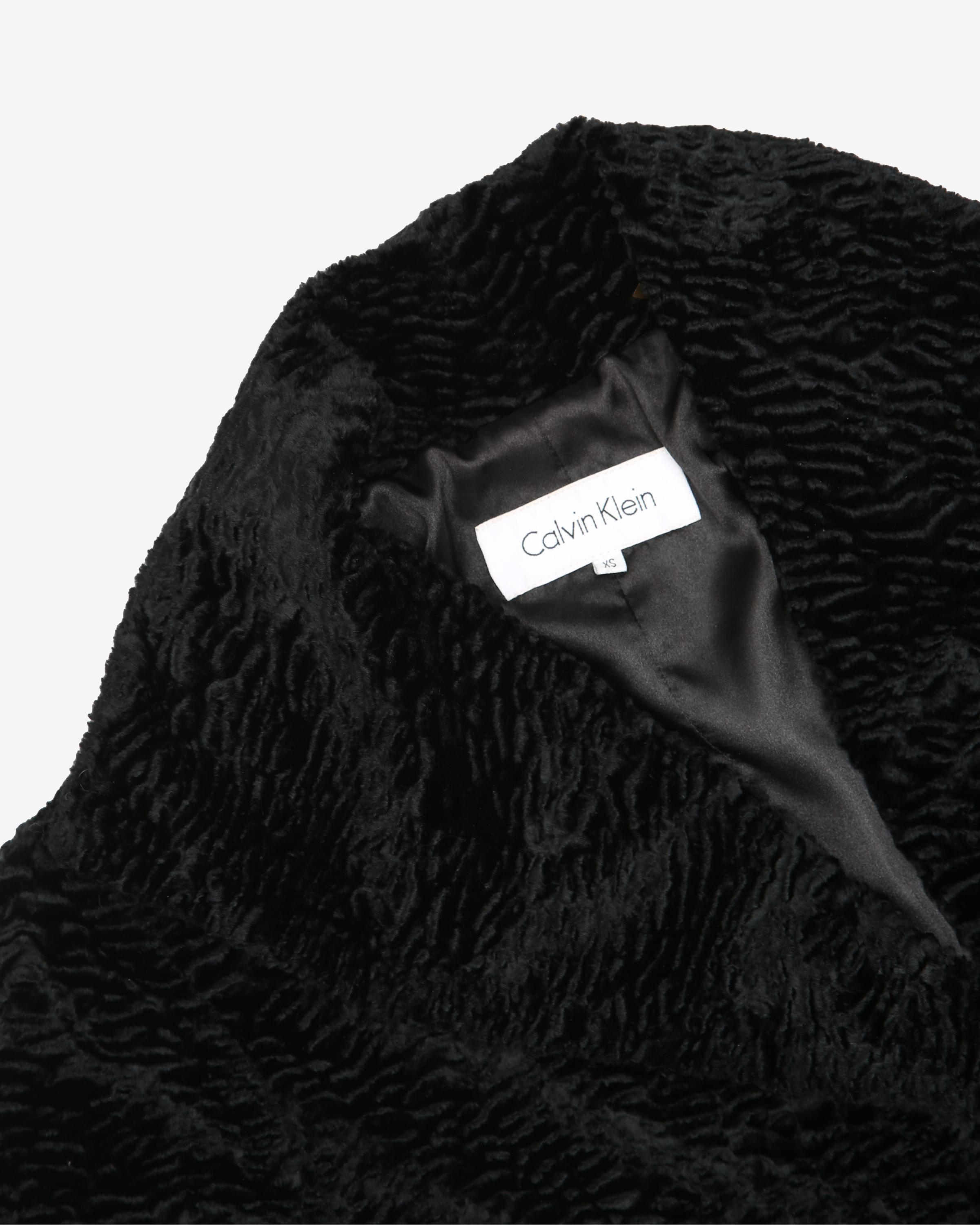 Calvin Klein Black Faux Fur Overcoat - S