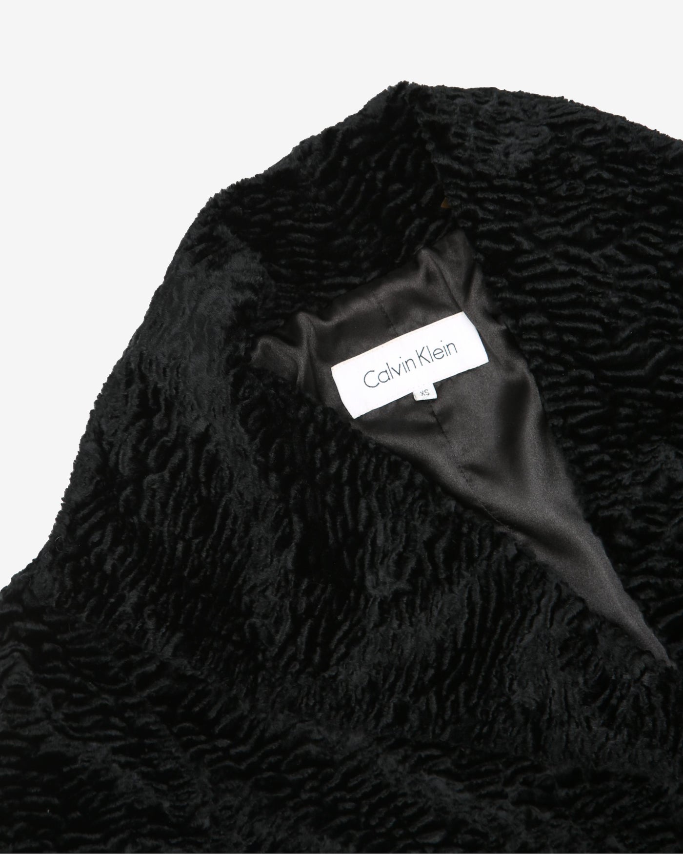 Calvin Klein Black Faux Fur Overcoat - S